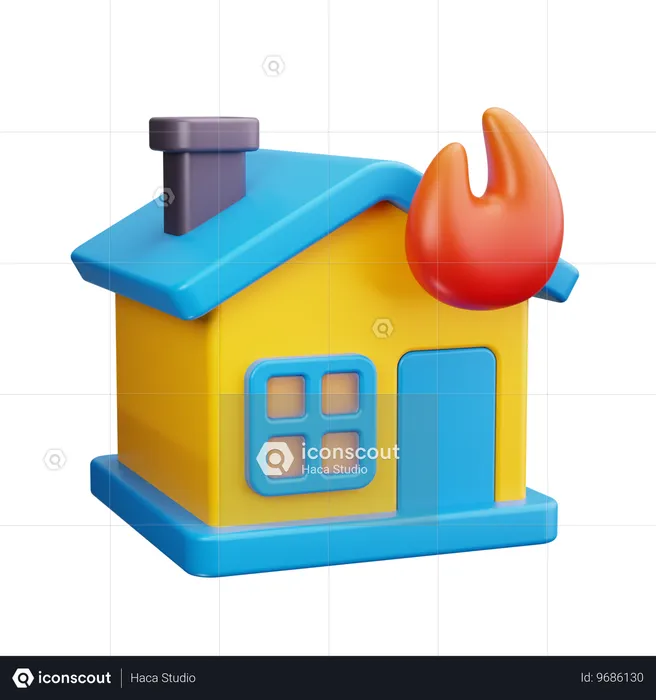 Incendie à la maison  3D Icon