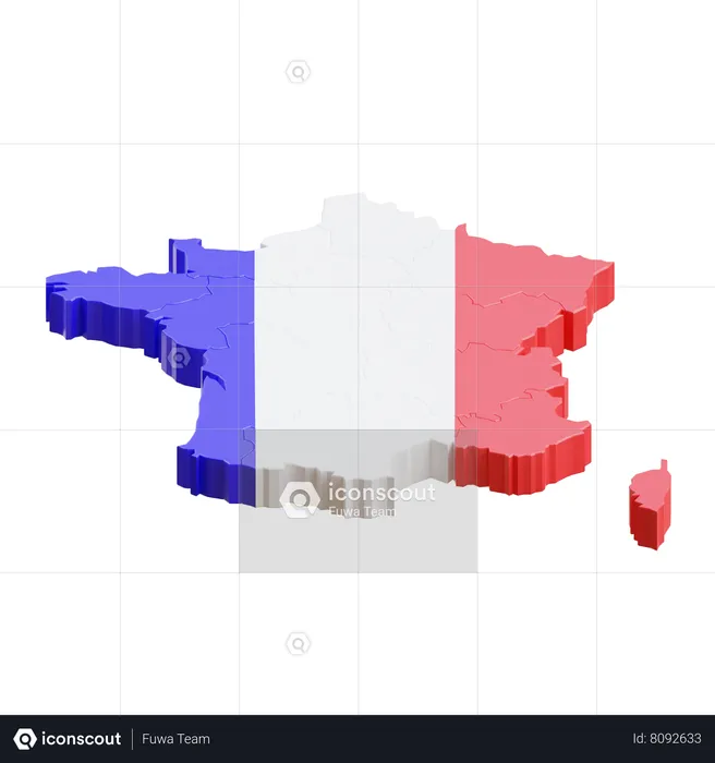 Mapa da frança  3D Icon