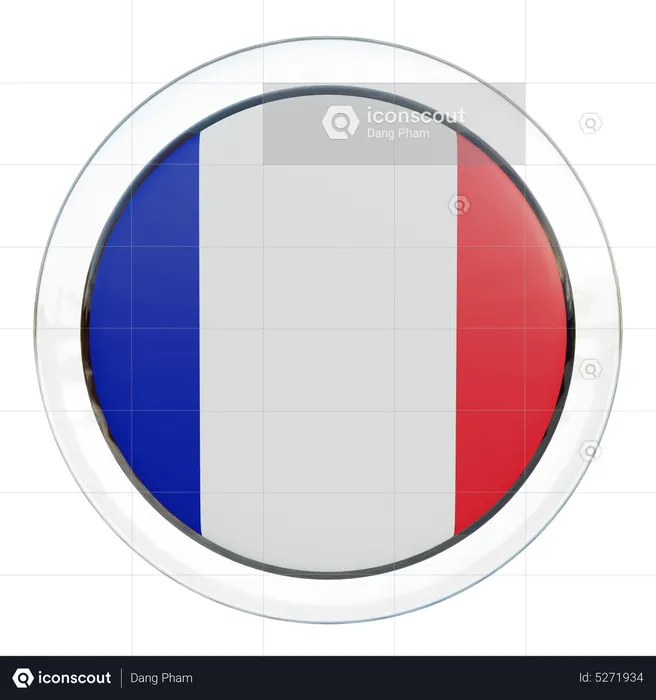 France Round Flag Flag 3D Icon