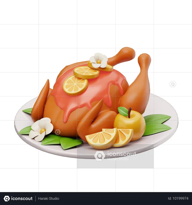 Frango assado  3D Icon