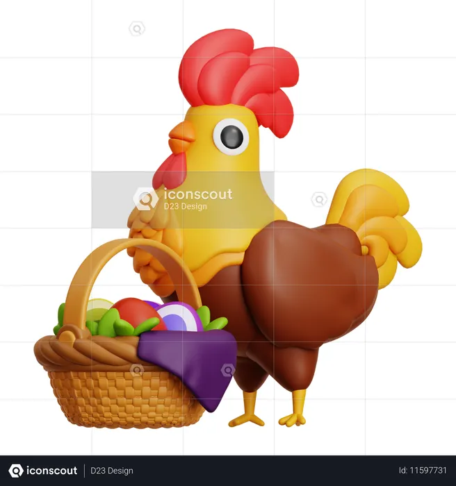 Frango com cesta  3D Icon