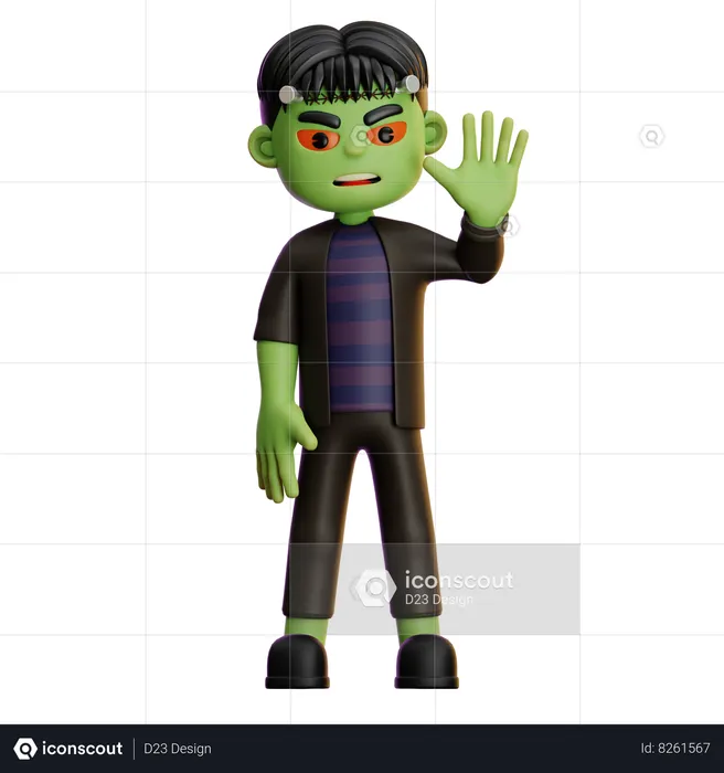 Frankenstein Saying Hello  3D Illustration