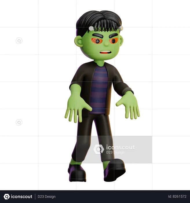 Frankenstein With Scary Hands  3D Illustration