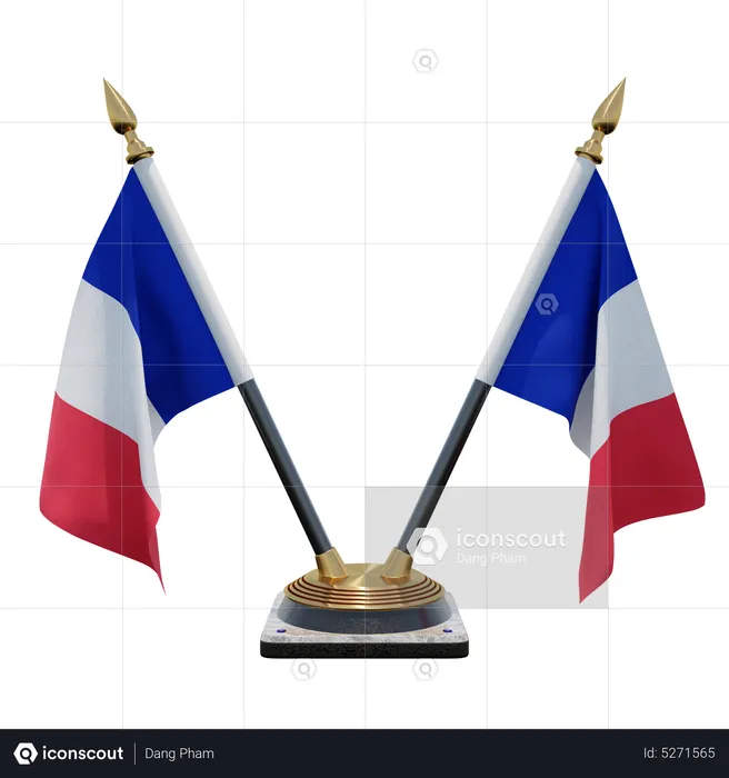 Frankreich Doppelter (V) Tischflaggenständer Flag 3D Icon