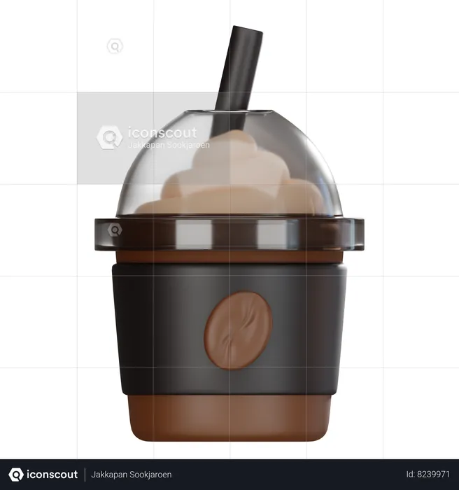 Frappe Glass And Whip Cream  3D Icon