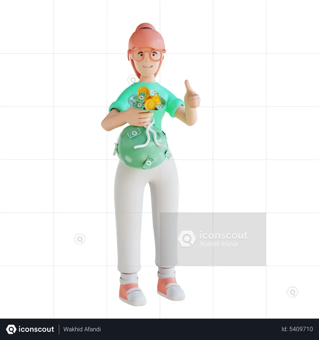 Frau mit Geldbeutel  3D Illustration