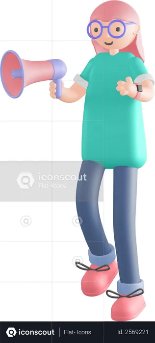 Frau mit Megaphon  3D Illustration