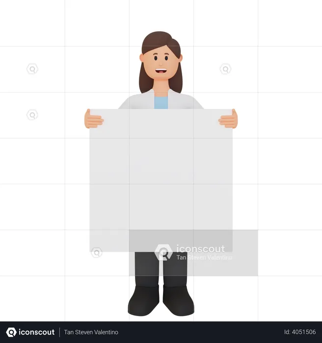 Frau mit Plakat  3D Illustration