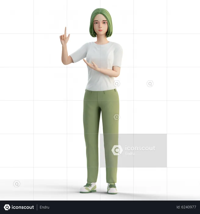 Frau hebt einen Finger  3D Illustration