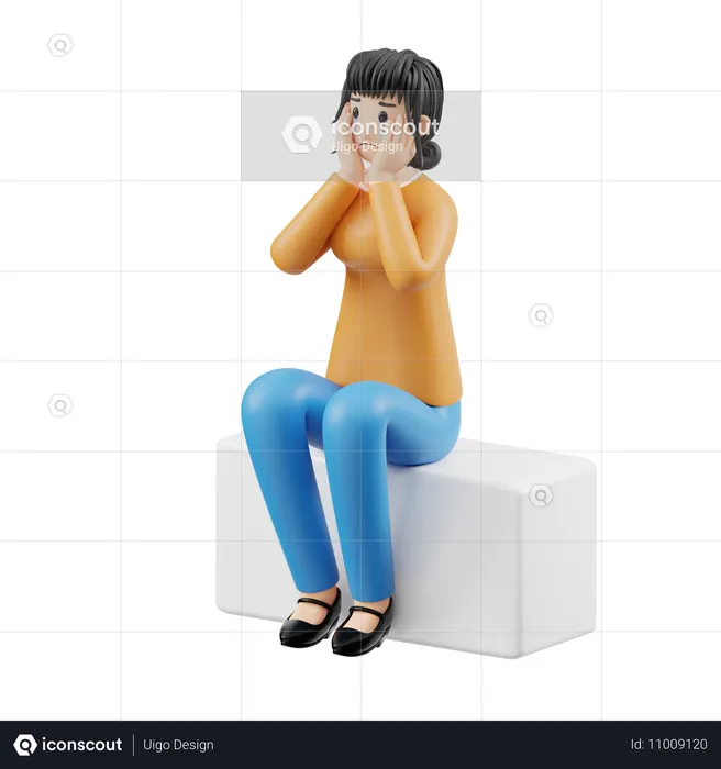 Frau fühlt sich traurig  3D Illustration