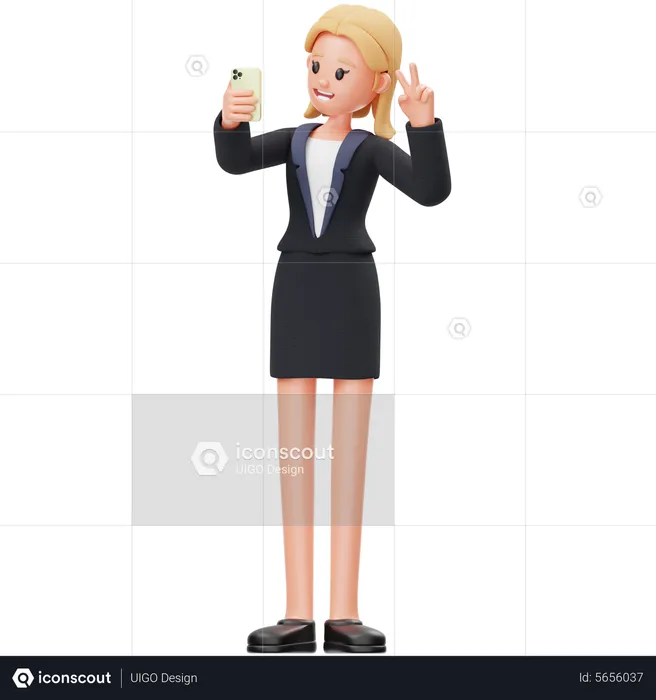 Frau macht Selfie  3D Illustration