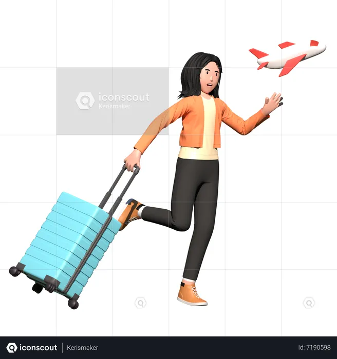 Frau fährt in den Urlaub  3D Illustration