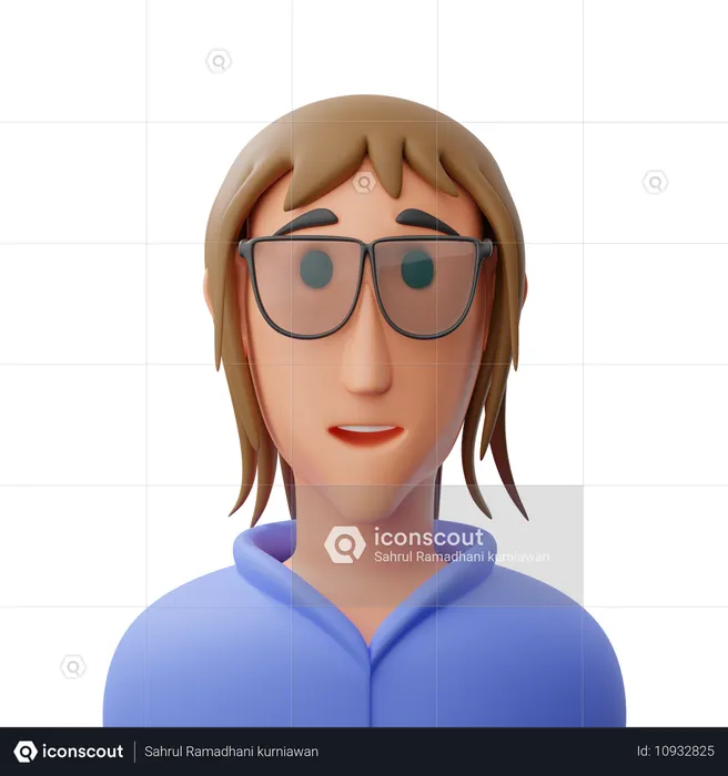 Frau mit Brille Avatar  3D Icon