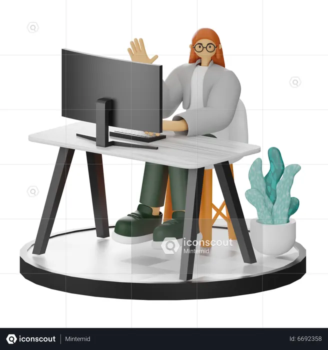 Frau sagt Hallo  3D Icon