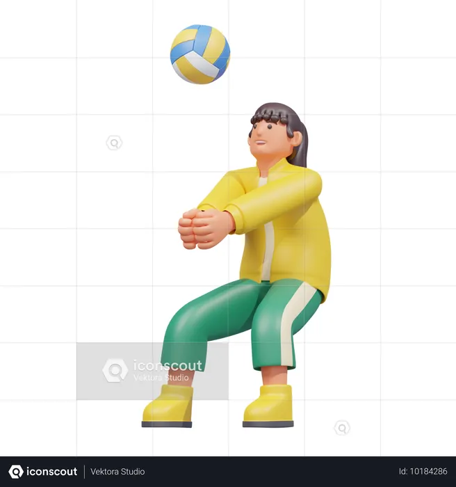 Frau spielt Volleyball  3D Illustration