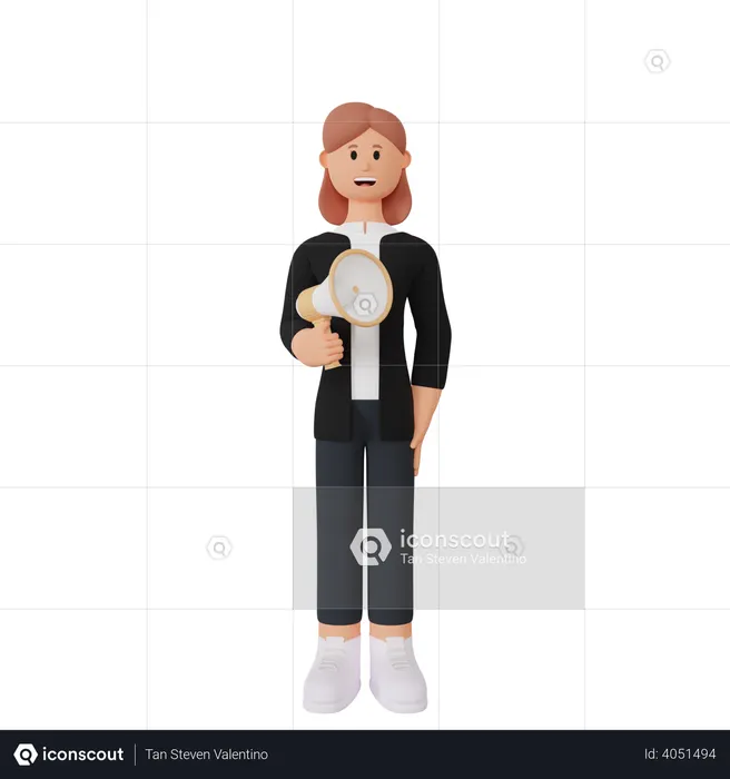 Frau spricht in Megafon  3D Icon