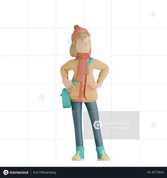 Frau stehend pose  3D Illustration