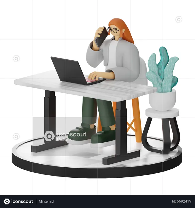 Frau spricht am Telefon  3D Illustration