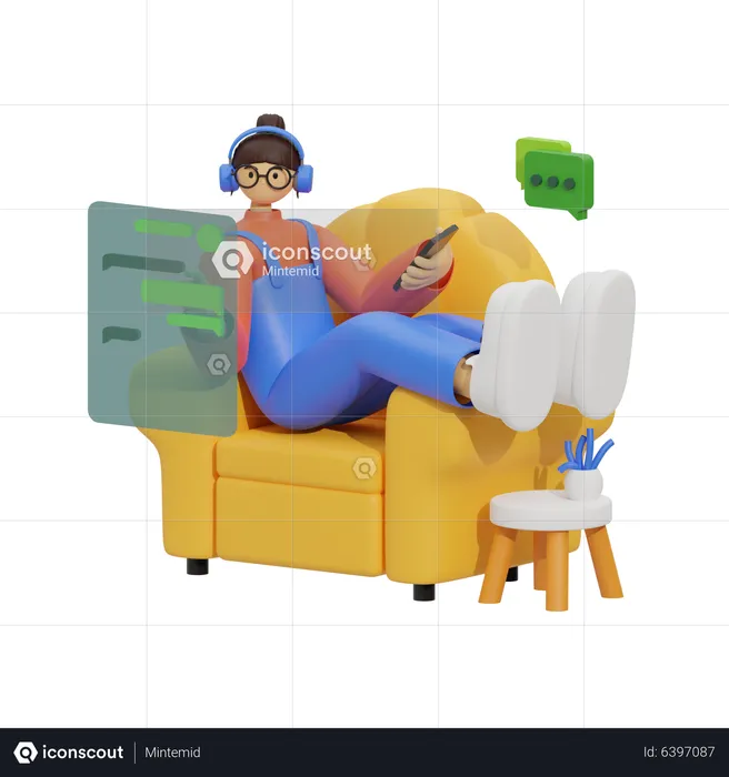 Frauengespräche und Entspannen auf dem Sofa  3D Illustration