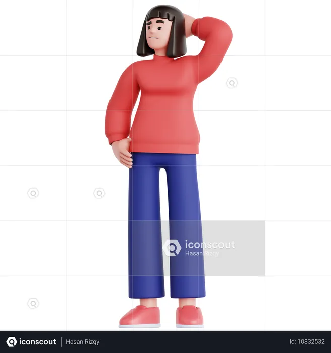 Frau verwirrt  3D Illustration