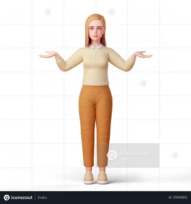 Frau zuckt mit den Schultern und weiß nichts  3D Illustration