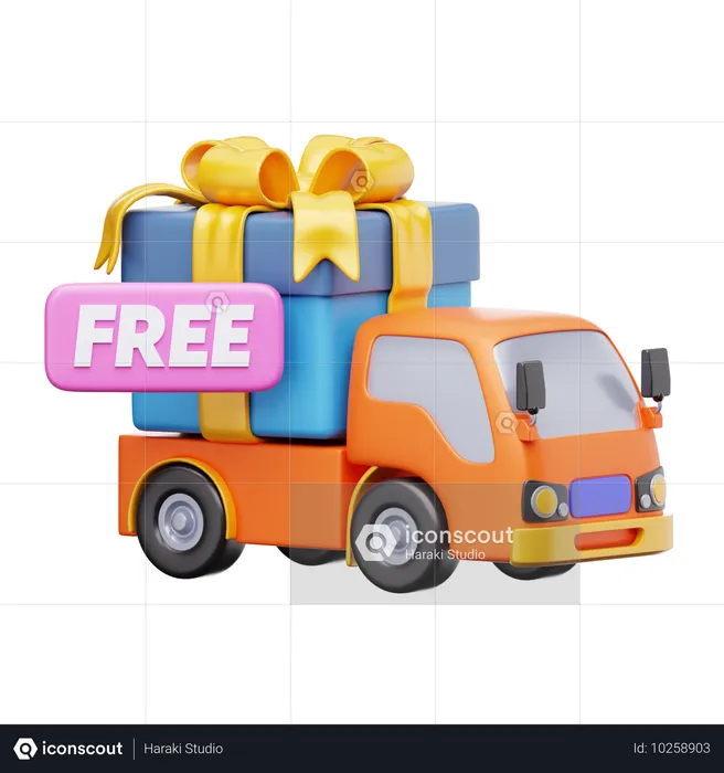 Free Delivery Truck  3D Icon