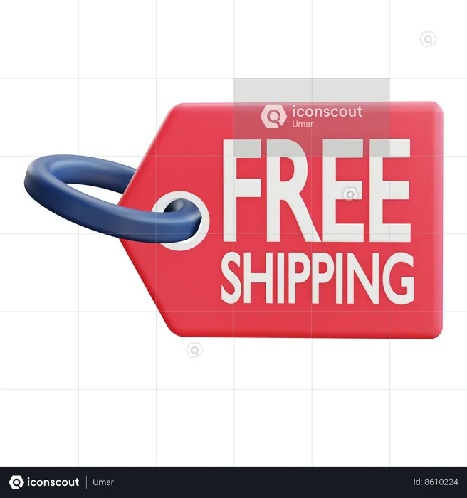 Free Shipping Tag  3D Icon