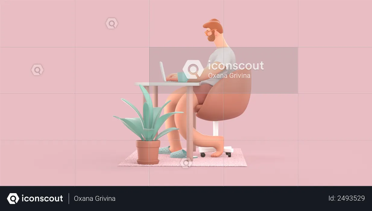 Trabalhador autonomo  3D Icon