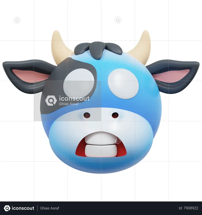 Freezing Cold Cow Emoji 3D Icon