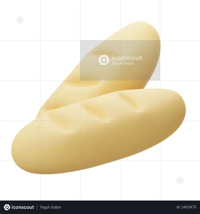 French Bread  3D Illustration