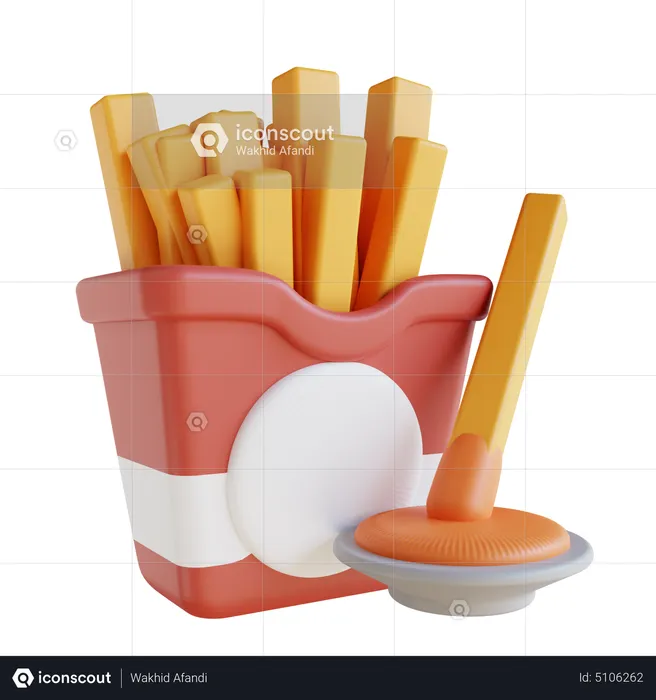 French Fries And Dip  3D Icon