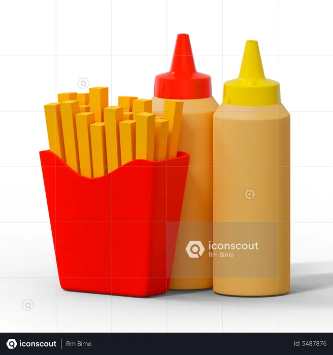 French Fries And Sauce  3D Icon