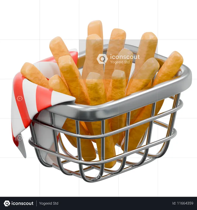 French Fries Basket  3D Icon