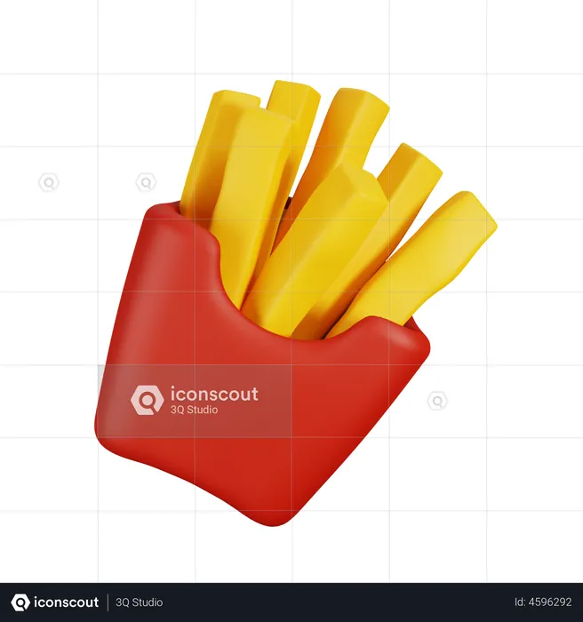 French Fries Box  3D Illustration