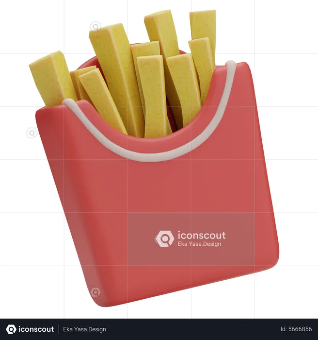 French Fries Bucket  3D Icon