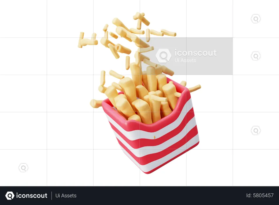 French Fries Floating  3D Icon