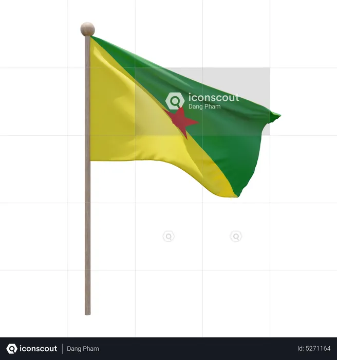 French Guiana Flagpole Flag 3D Icon