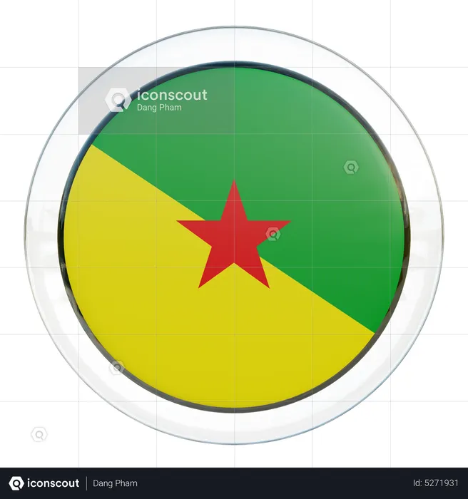 French Guiana Round Flag Flag 3D Icon