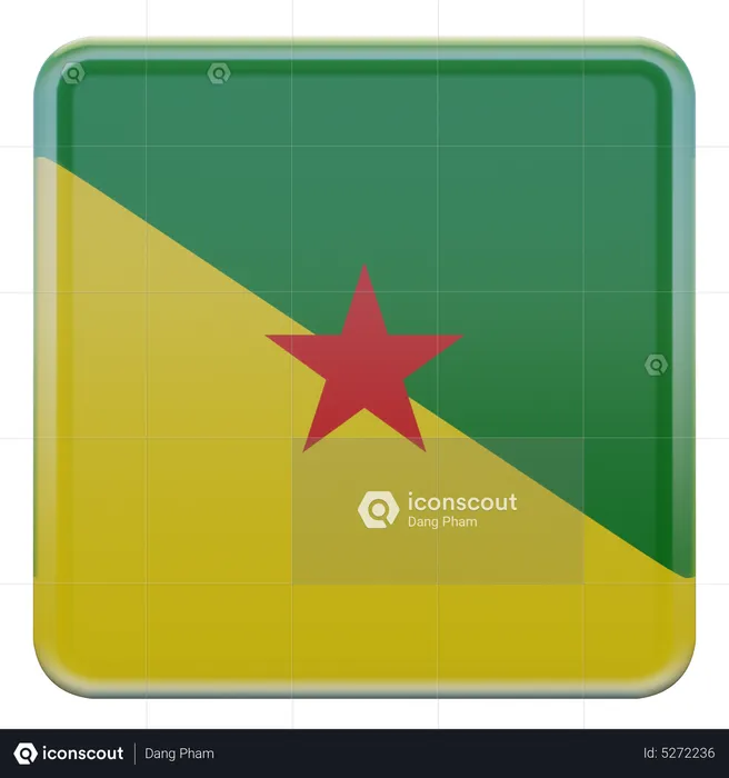 French Guiana Square Flag Flag 3D Icon