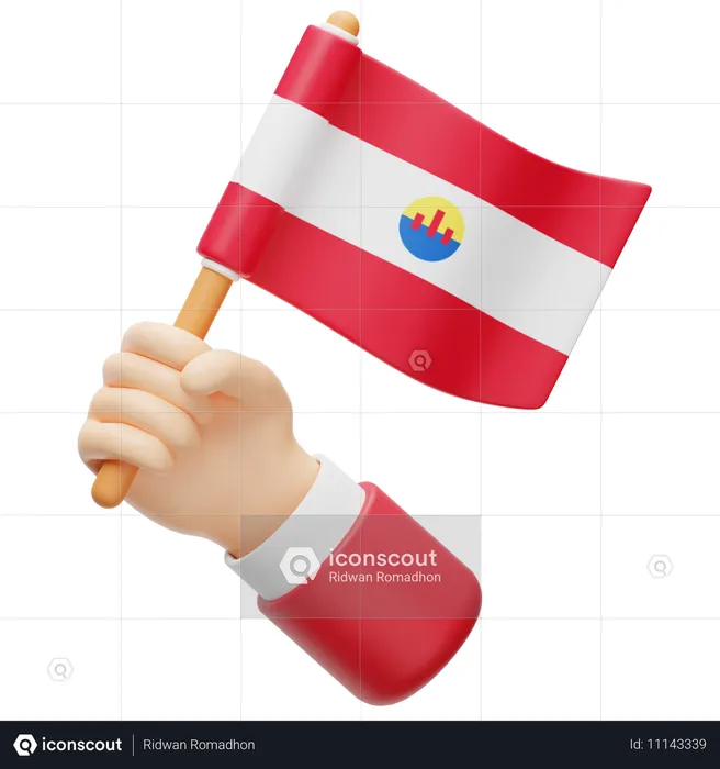 French polynesia flag in hand Flag 3D Icon