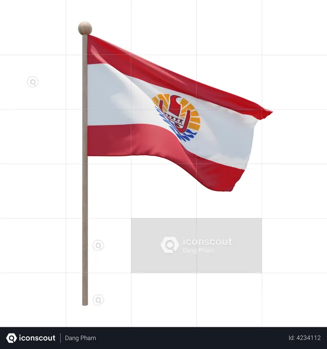 French Polynesia Flag Pole  3D Flag