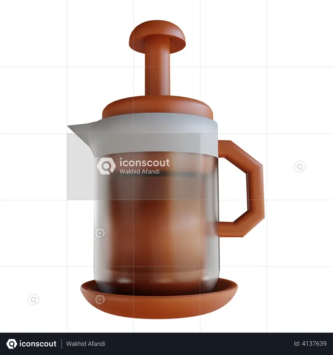 French Press Coffee  3D Illustration