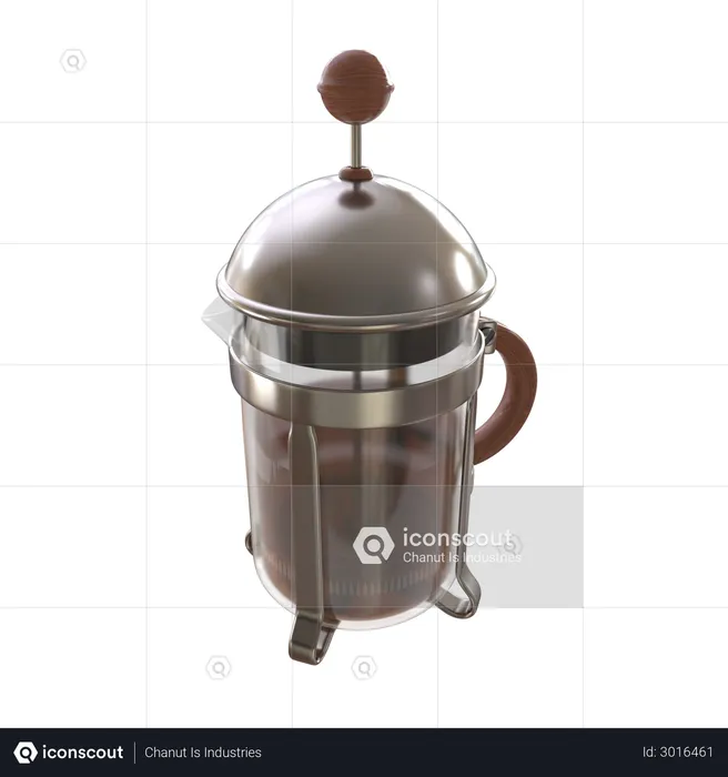 French press coffee maker  3D Illustration