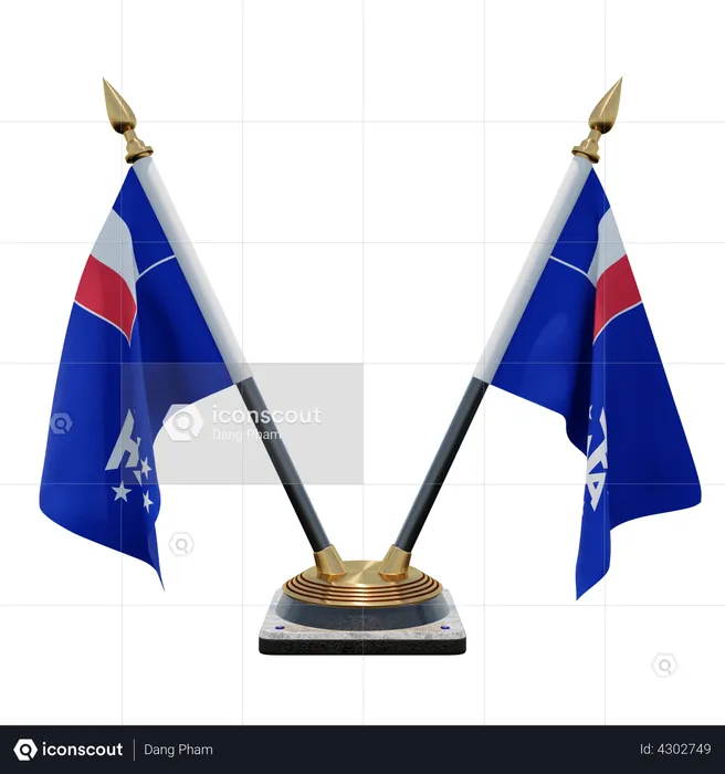 French Southern and Antarctic Lands Double Desk Flag Stand Flag 3D Flag