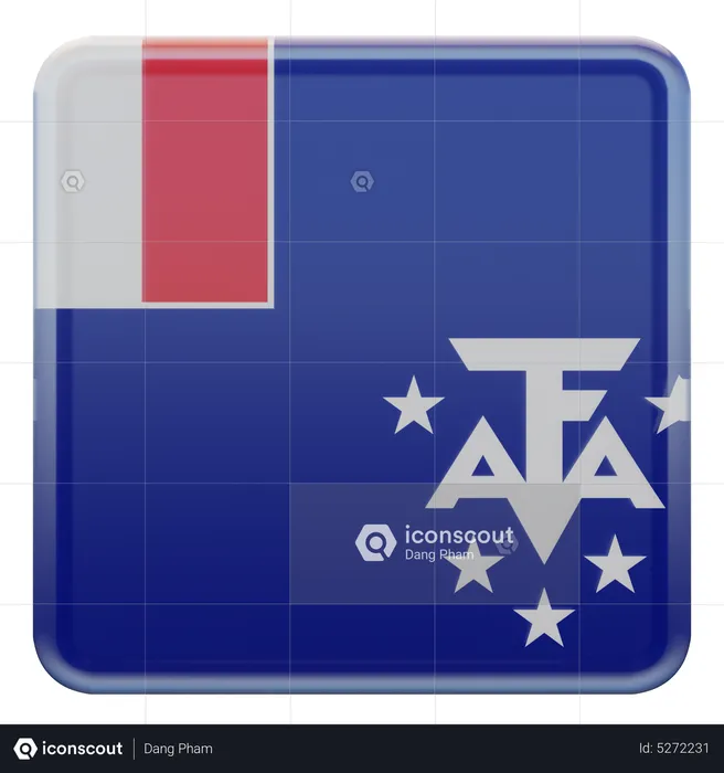 French Southern and Antarctic Lands Square Flag Flag 3D Icon