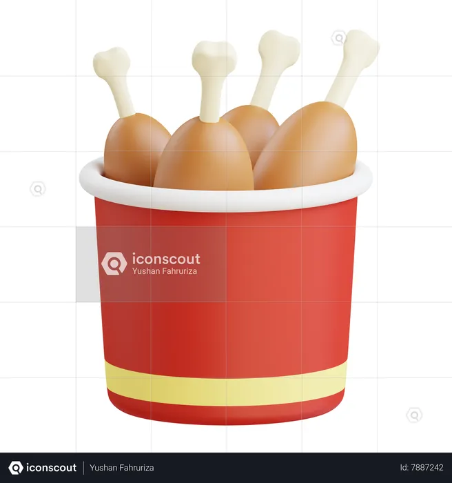 Fried Chicken Bucket  3D Icon