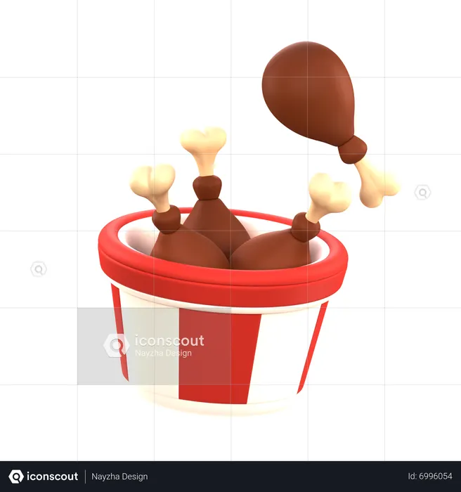 Fried Chicken Bucket  3D Icon