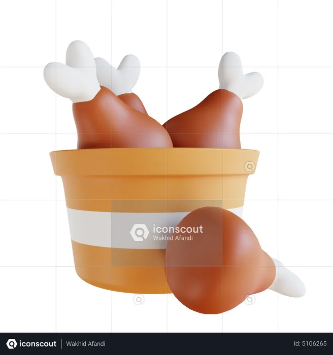 Fried Chicken Bucket  3D Icon