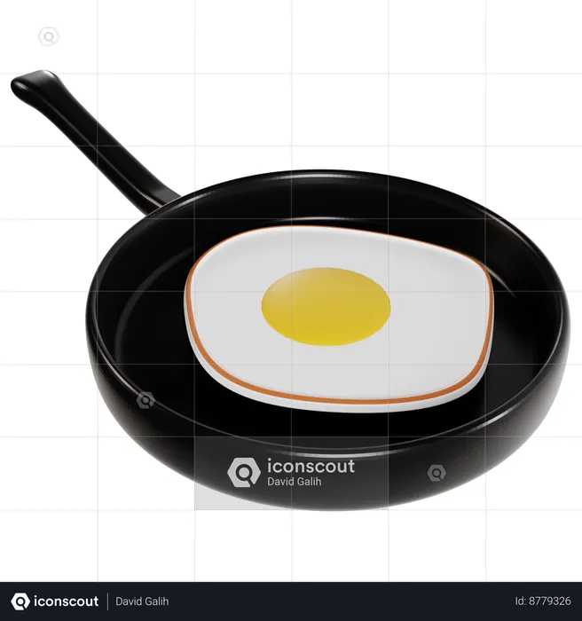 Fried Egg Cooking Pan  3D Icon