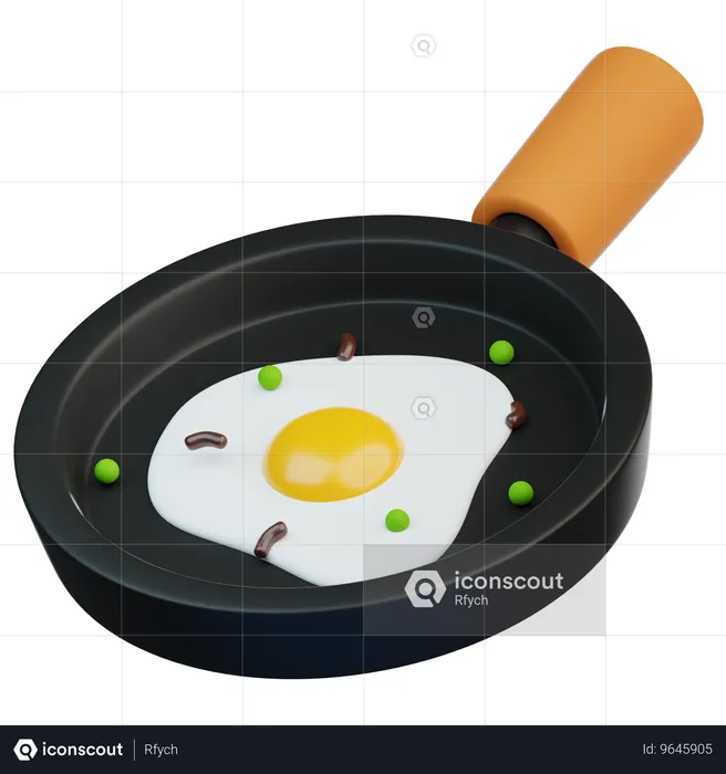 Fried Egg On Pan  3D Icon